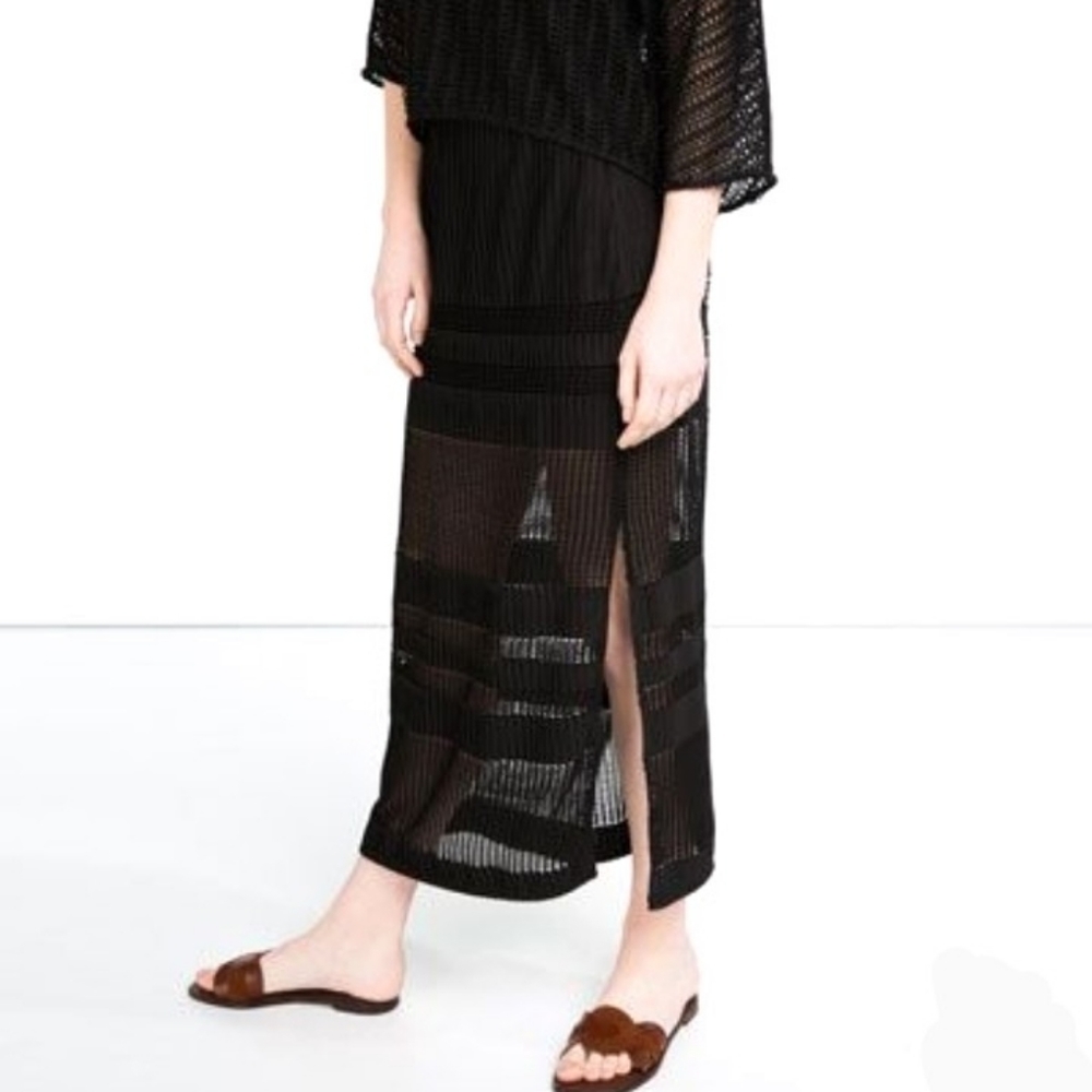 Zara Basic Collection Pleated Mesh Maxi Skirt - image 3